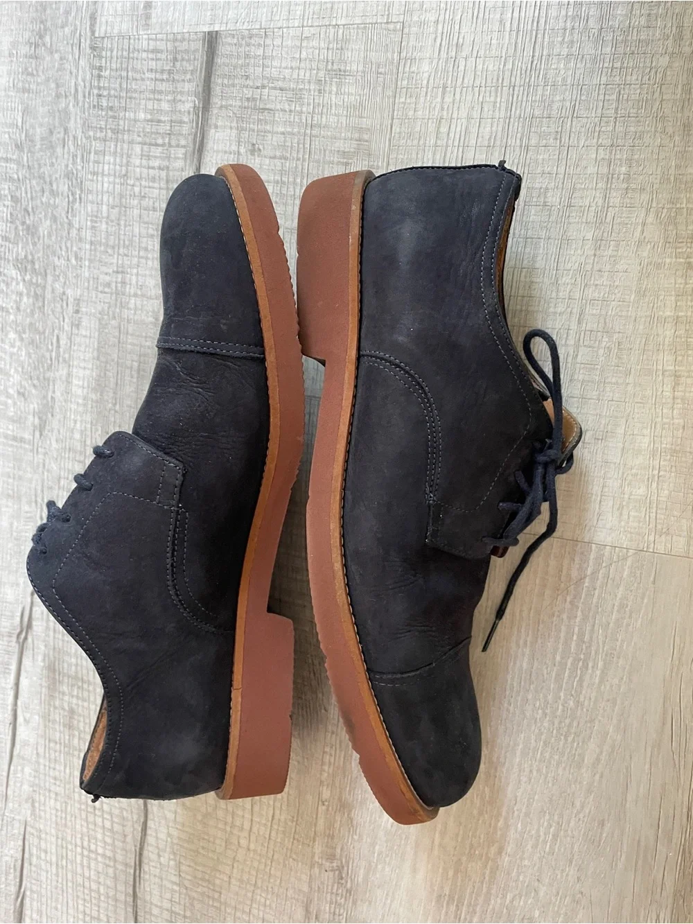Massimo Dutti Navy Suede Lace-Up Derbies